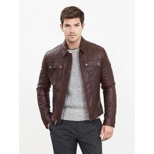 Banana republic mens cognac leather aviator jacket